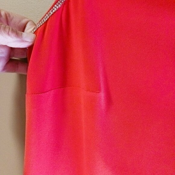 NWOT FRANK LYMAN Orange Tangerine Sleeveless Top with rhinestone neck line SZ 16 - Picture 6 of 8